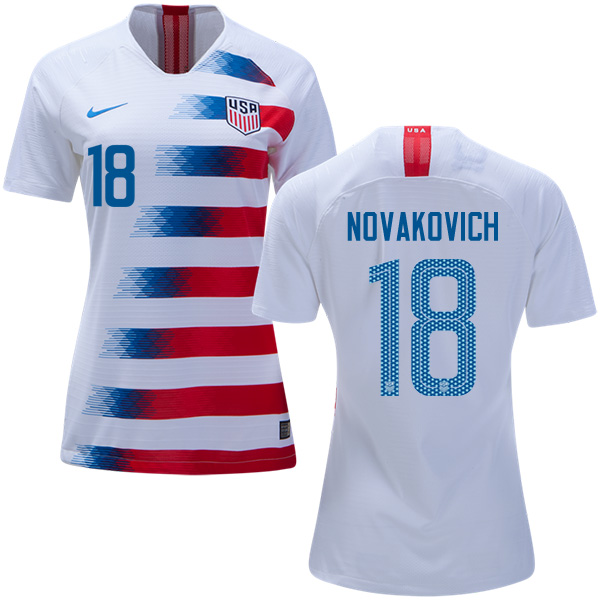 Women's USA #18 Novakovich Home Soccer Country Jersey